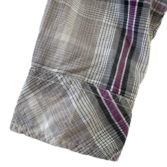 Levi Strauss & Co Pearl Snap Shirt Mens Size L Long Sleeve Pockets Purple Plaid - Picture 9 of 11